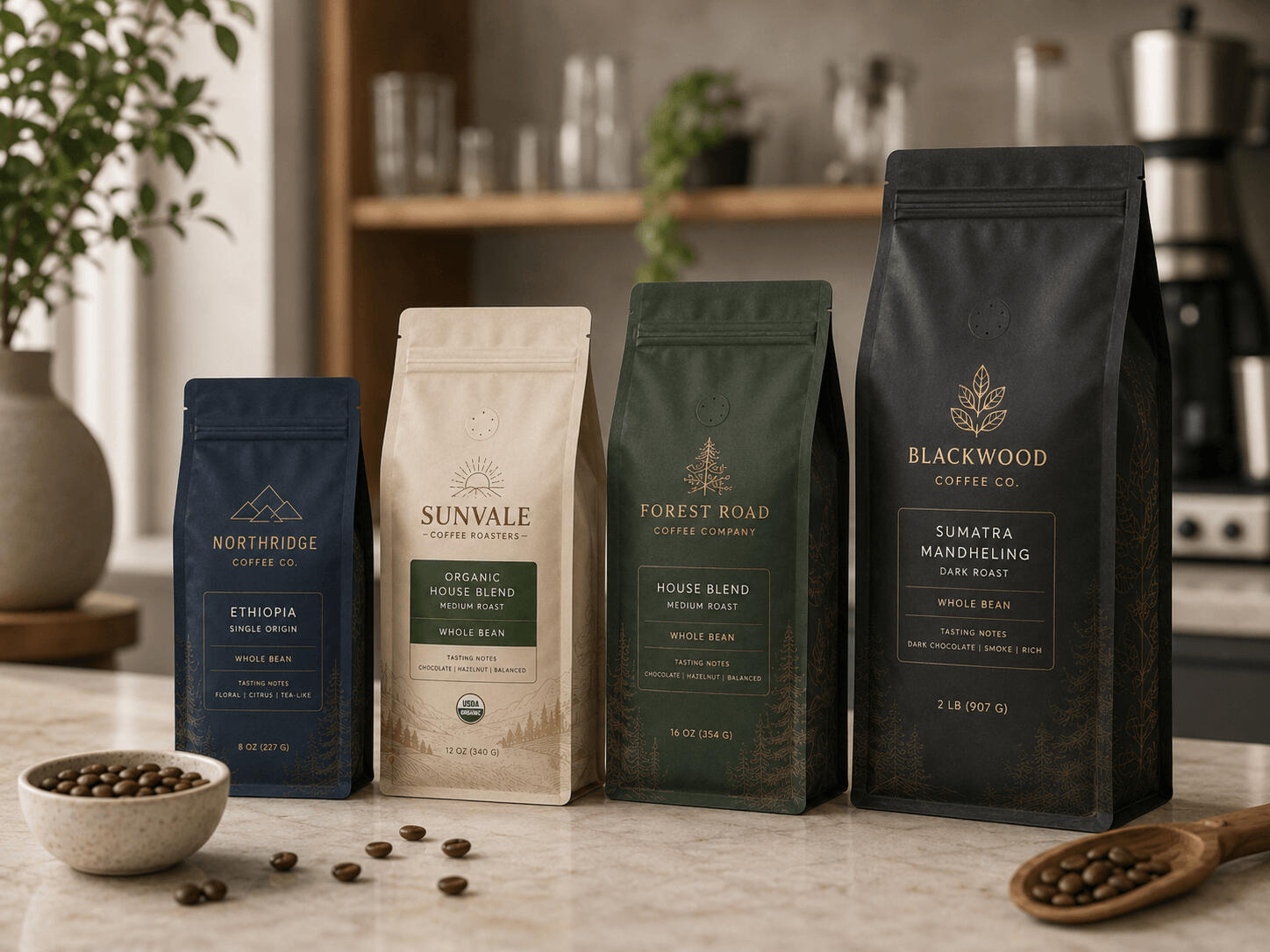 Flat Bottom Coffee Bags for specialty coffee brands